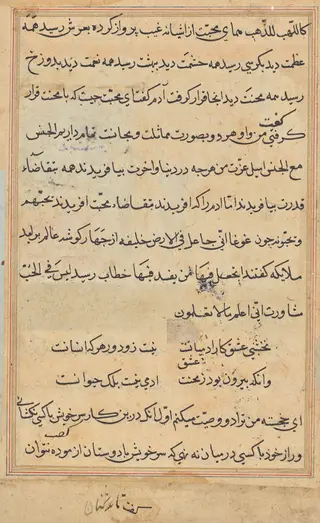 Page from Tales of a Parrot (Tuti-nama): text page, by Unknown