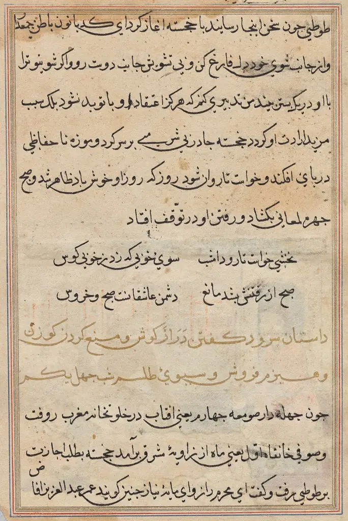 Page from Tales of a Parrot (Tuti-nama): text page, by Unknown