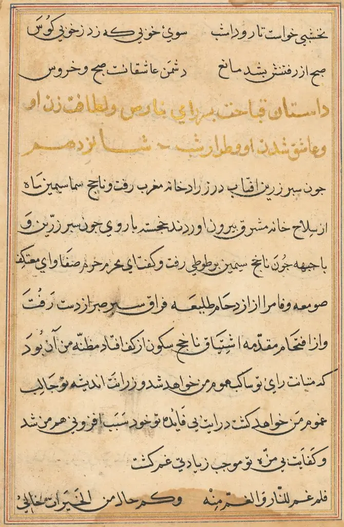 Page from Tales of a Parrot (Tuti-nama): text page, by Unknown