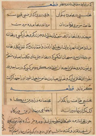 Page from Tales of a Parrot (Tuti-nama): text page, by Unknown, 1560