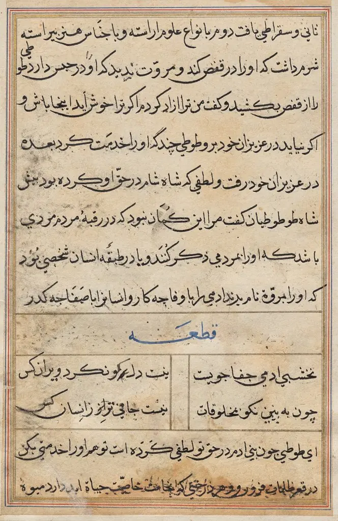 Page from Tales of a Parrot (Tuti-nama): text page, by Unknown