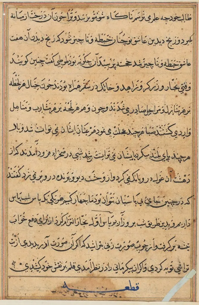 Page from Tales of a Parrot (Tuti-nama): text page, by Unknown