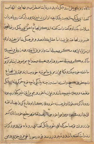 Page from Tales of a Parrot (Tuti-nama): text page, by Unknown, 1560