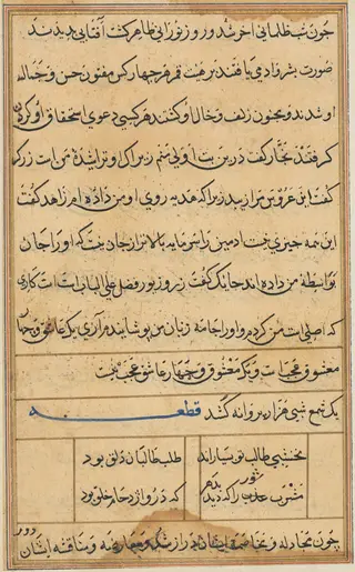 Page from Tales of a Parrot (Tuti-nama): text page, by Unknown, 1560