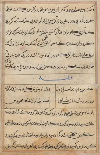Page from Tales of a Parrot (Tuti-nama): text page, by Unknown, 1560