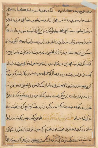 Page from Tales of a Parrot (Tuti-nama): text page, by Unknown, 1560