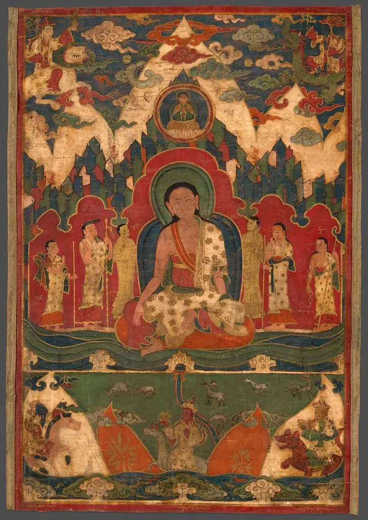 Painted Banner (Thangka) of Milarepa on Mount Kailasha, by Unknown
