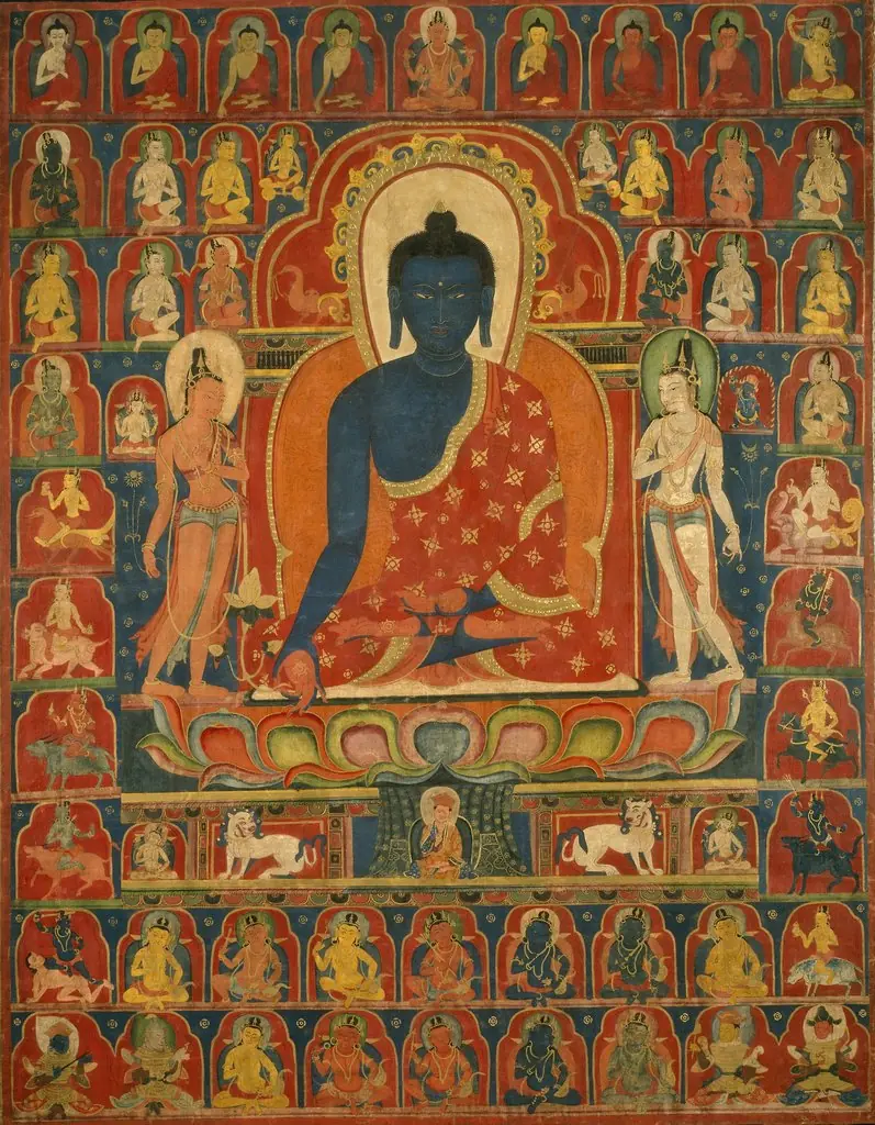Painted Banner (Thangka) with the Medicine Buddha (Bhaishajyaguru), by Unknown