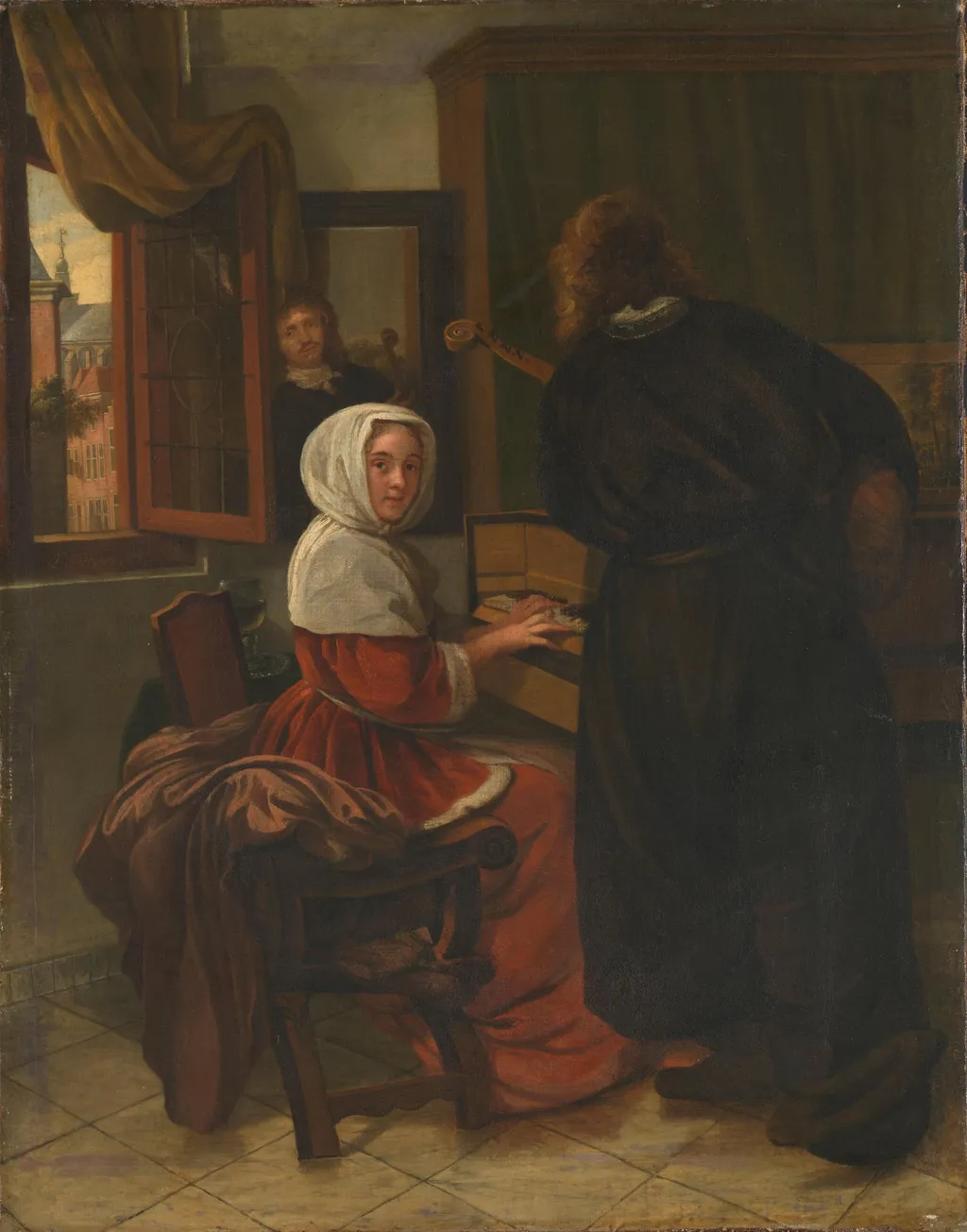 Pair Making Music, by Unknown, unspecified, 1680