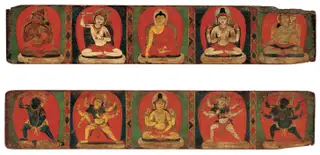 Pair of book covers with Buddhist deities