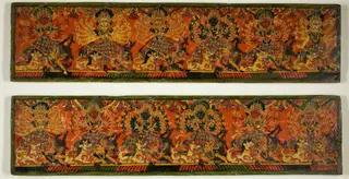 Pair of Manuscript Covers with Twelve Durgas on Snow Lions Slaying the Buffalo Demon (Mahishasuramardini), by Unknown, 1750