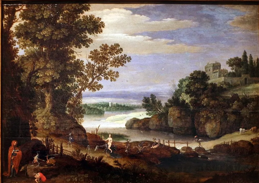 Paisagem com as Tentações de Santo Antão, by Unknown, unspecified, 1600