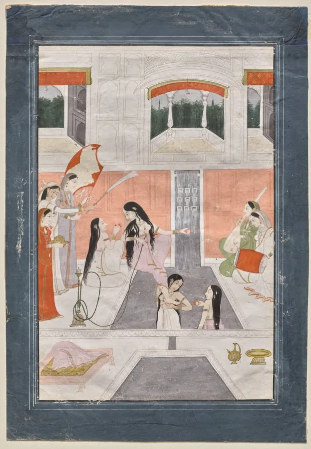 Palace women enjoy music by the side of a cascade, by Unknown, unspecified, 1780