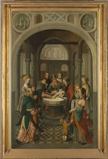 Panel of an Altarpiece with Circumcision of Christ, on verso is Resurrection of Christ, by Unknown