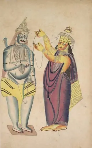 Parivati Placing a Wedding Garland on Shiva (verso), by Unknown, 1890