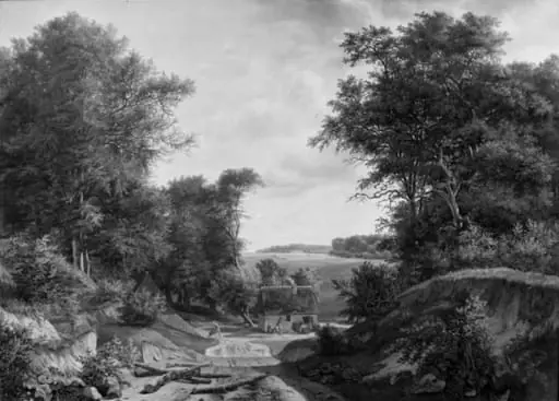 Parti af Terkelskoven med kalkbrænderiet ved Farum, by Unknown