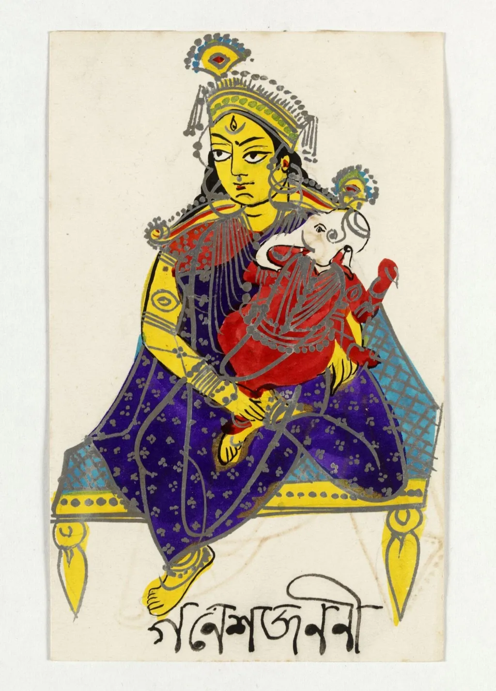 Parvati and Ganesha, by Unknown, paint, 1890