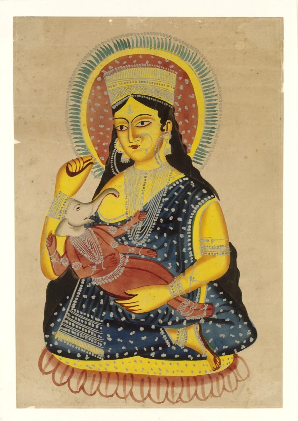 Parvati and Ganesha, by Unknown, paint, 1830