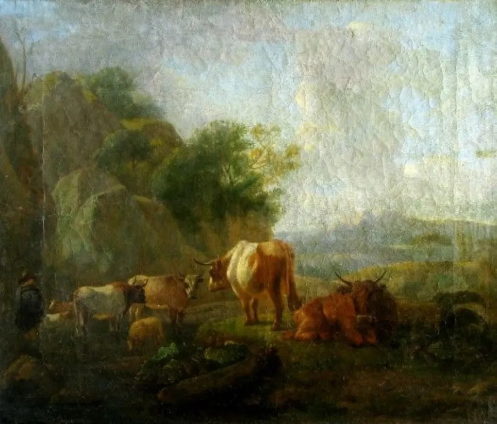 Păstor cu oi și vaci, by Unknown, unspecified, 1850