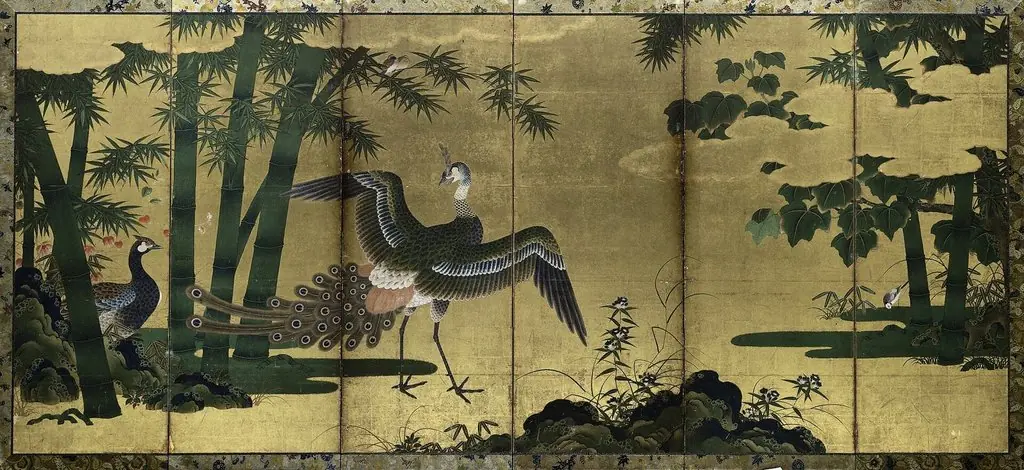 Peacocks and Bamboo, by Unknown