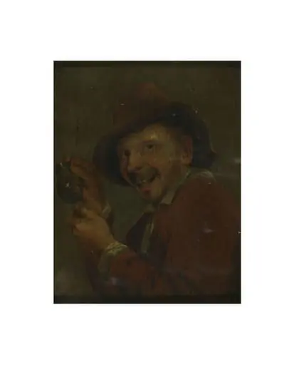 Peasant with a glass jug, by Unknown