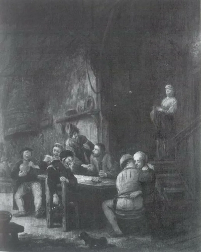 Peasants Drinking, by Unknown, oil, 1668