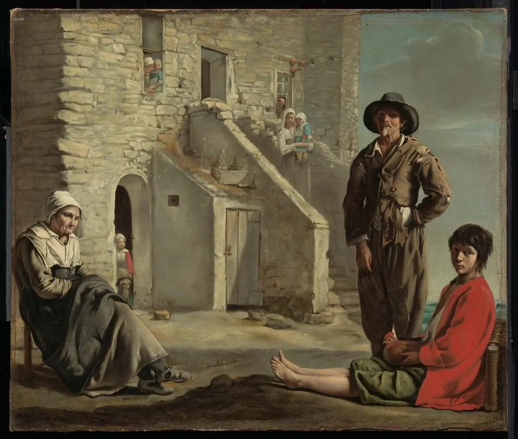 Peasants in front of a House, by Unknown