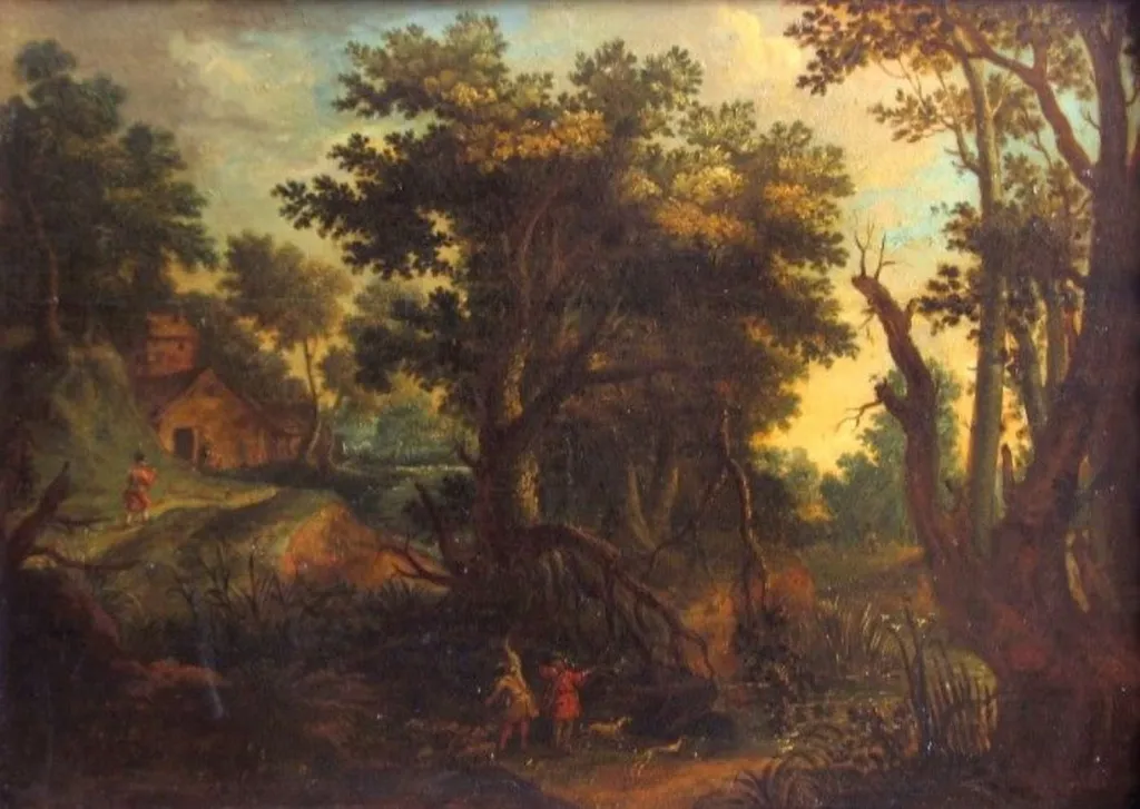 Peisaj cu mulți copaci, by Unknown, unspecified, 1699