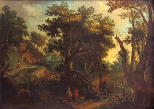 Peisaj cu mulți copaci, by Unknown