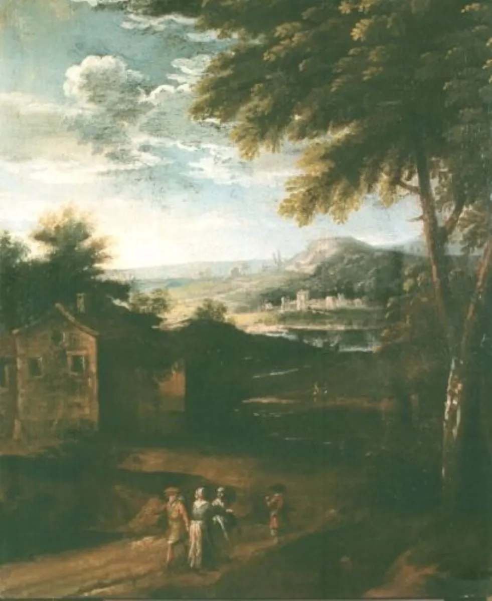 Peisaj cu personaje, by Unknown, unspecified, 1750