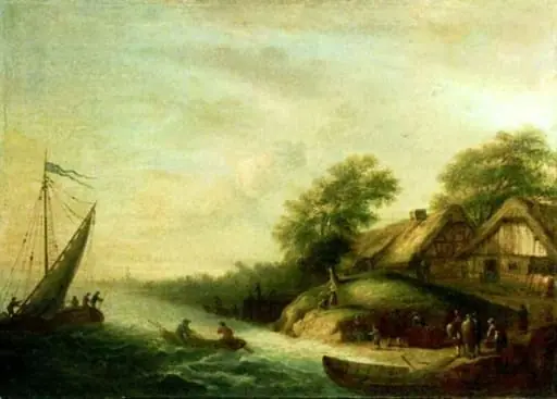 Peisaj la marginea apei, by Unknown, 1850