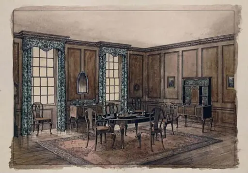 Perspective design for a panelled dining-room to be executed by William Henry Haynes & Co. Design, by Unknown
