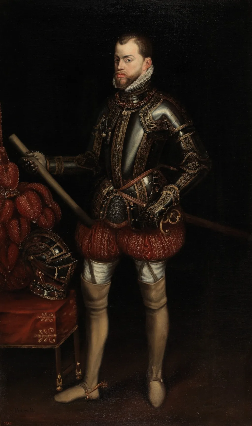 Philip II in St. Quentin's Armour, by Unknown, oil, 1601