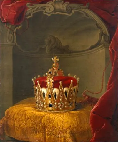 Picture of the baroque copy of the Austrian archiducal crown, by Unknown, oil, 1765