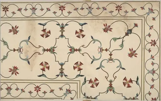 Pietra-dura work decoration on the top of the cenotaph of the Empress Arjumand Banu Begam, Taj Mahal, Agra, by Unknown
