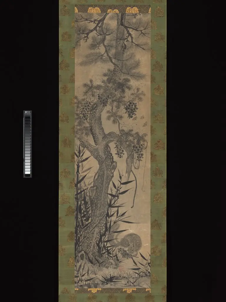Pine, Bamboo, Grape, and Squirrel, by Unknown