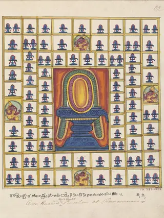 Plan of a court in the great temple at Rameshwaram., by Unknown, 1820