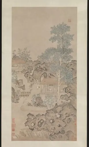 明　佚名　琴鶴圖　軸|Playing the zither for a crane, by Unknown, 1550