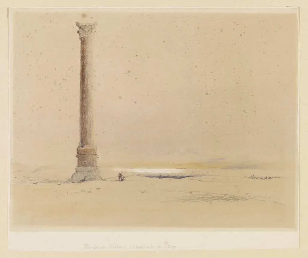 Pompey's Pillar Alexandria', by Unknown, watercolor, 1847