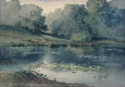 Pond with water lilies, by Unknown