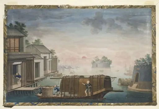 Porcelain Arriving at Canton Warehouse, by Unknown