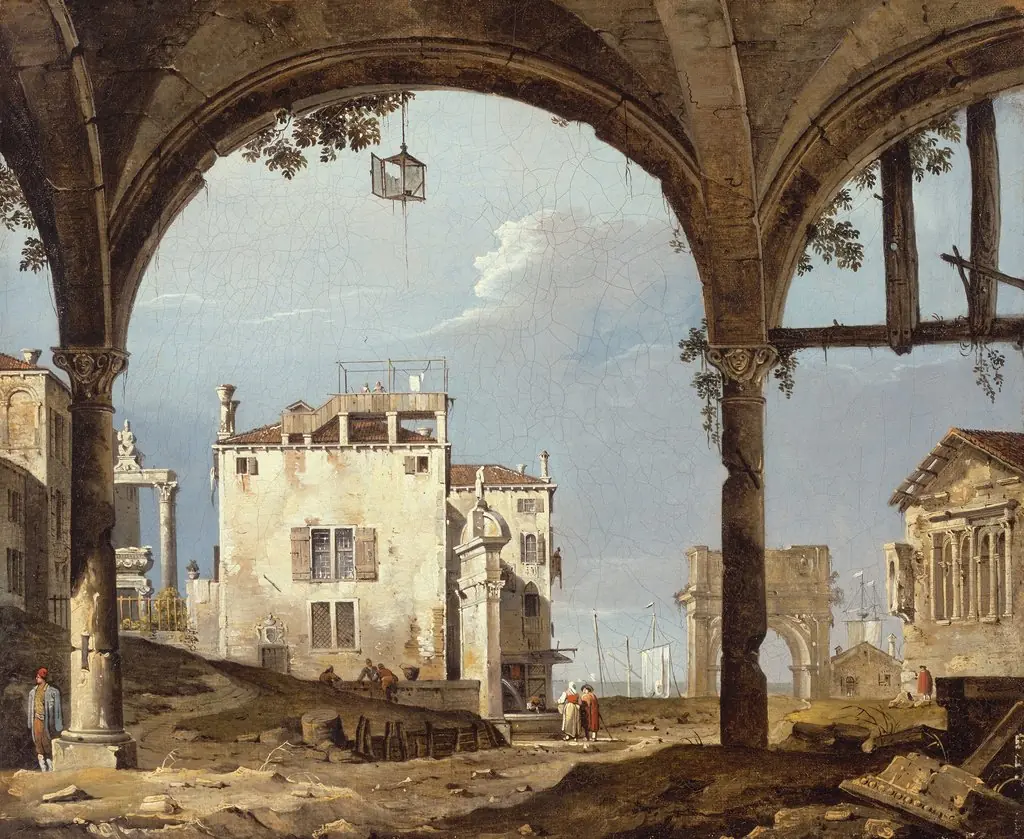 Portico with a Lantern, by Unknown