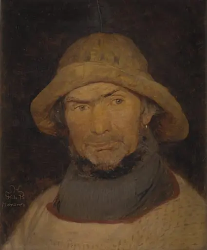 Portræt af en fisker fra Hornbæk, by Unknown