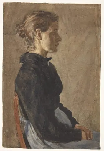 Portræt af malerinden Christine Swane, f. Larsen, som ung, by Unknown