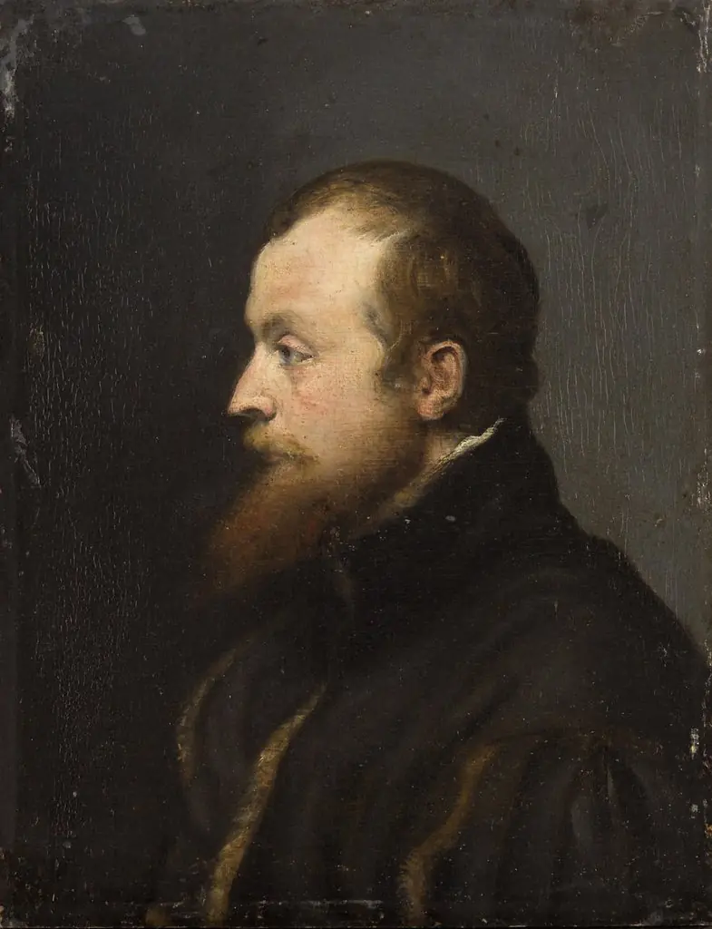 Portrait of a bearded man in profile, by Unknown
