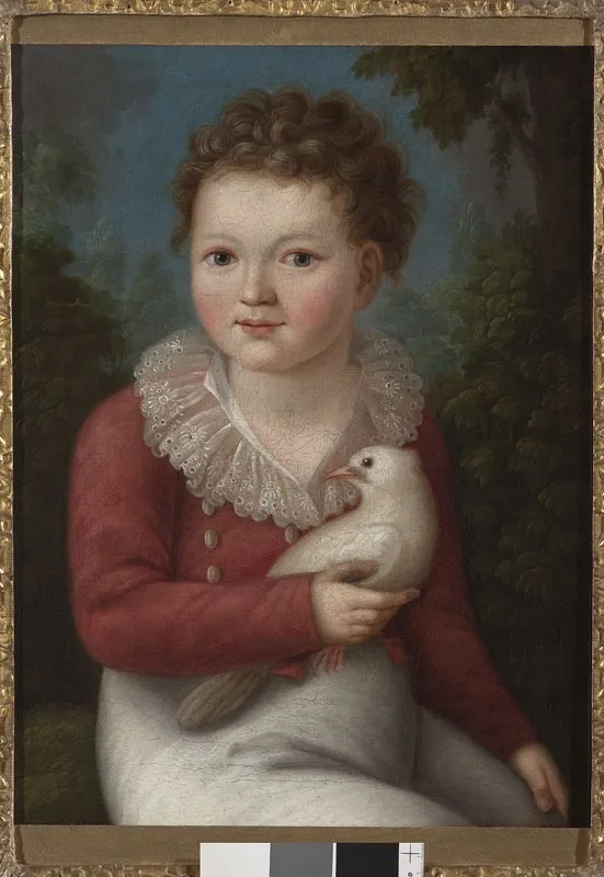Portrait of a boy with a dove, by Unknown, oil, 1798