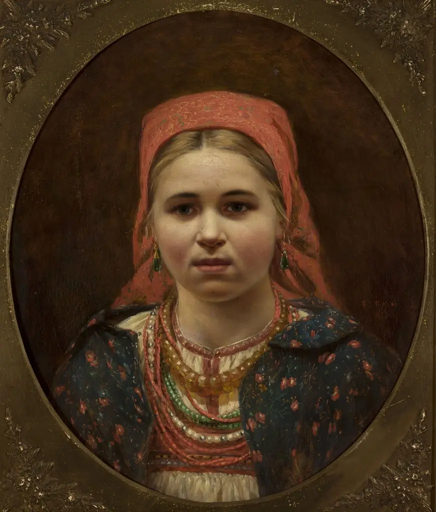 Portrait of a girl in a folk attire, by Unknown