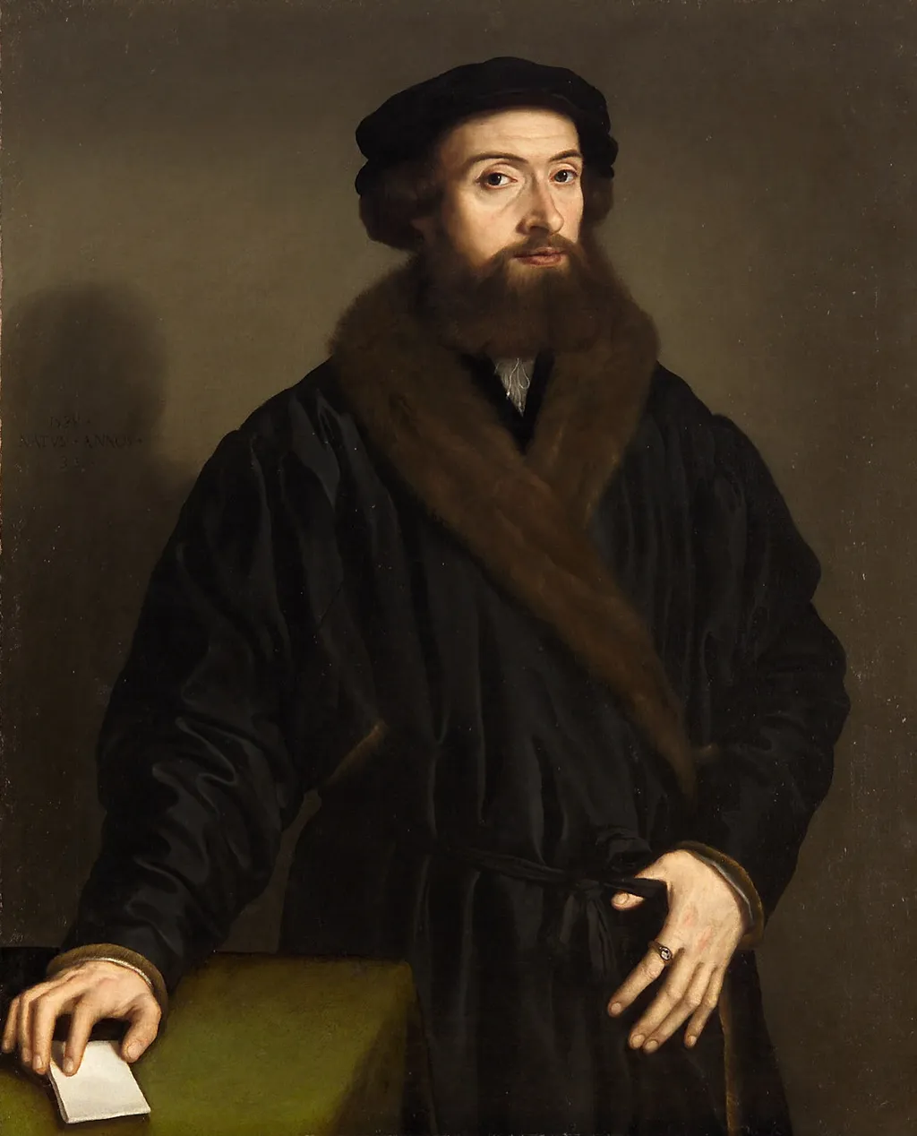 Portrait of a Man in a Beret, by Unknown, oil, 1538