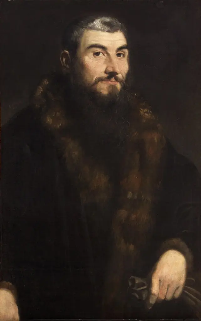 Portrait of a Man in Fur-lined Coat with Gloves, by Unknown