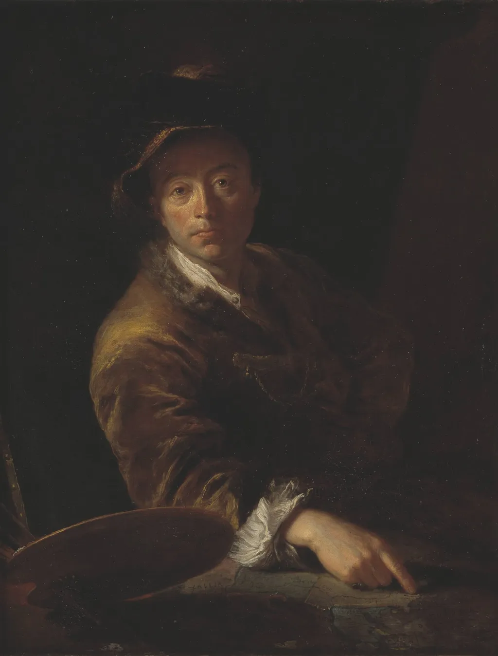 Portrait of a Painter (presumably C. L. Agricola, 1667-1719), by Unknown, unspecified, 1714